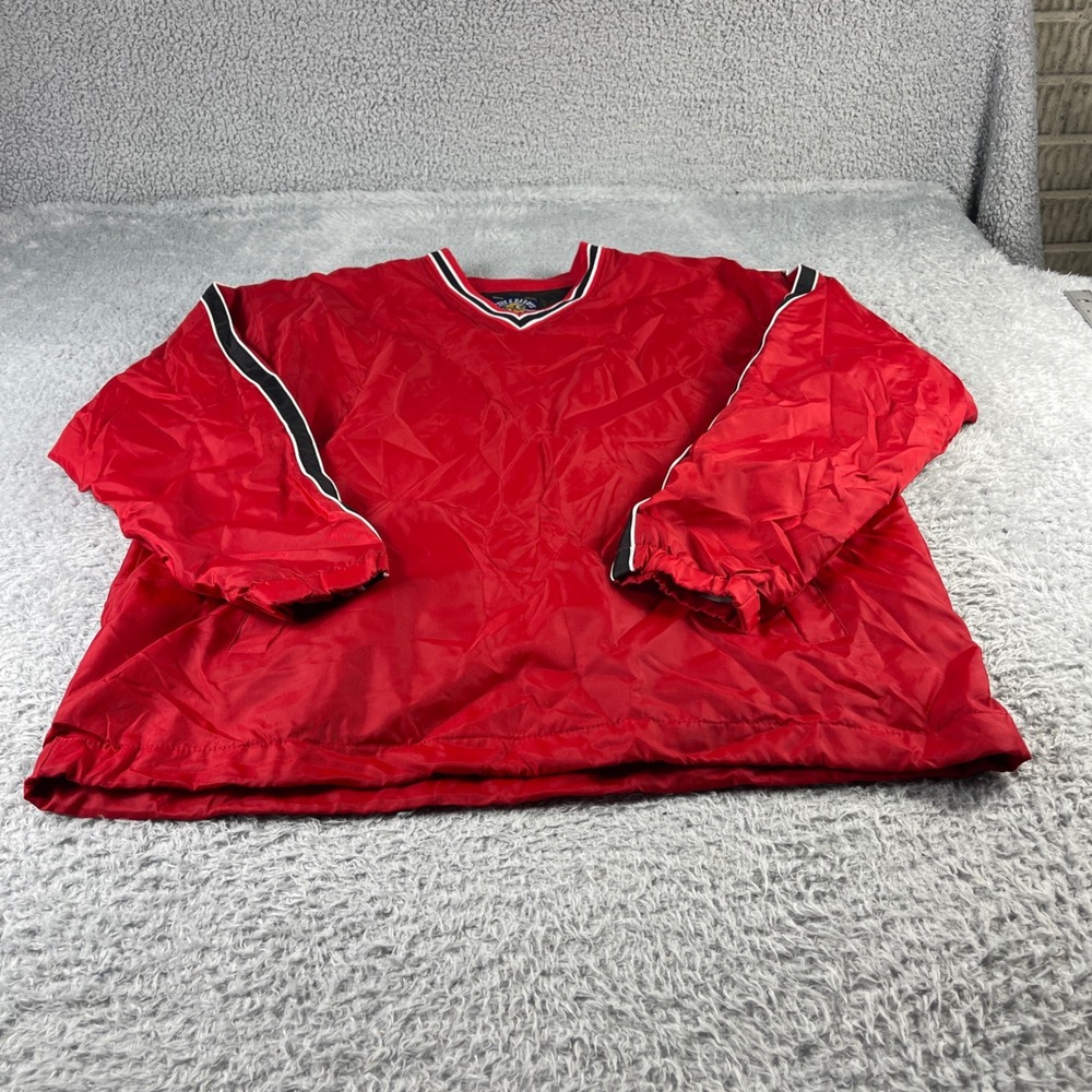Steve & Barrys Red Nylon V-Neck Windbreaker Pullover Jacket Mens Medium